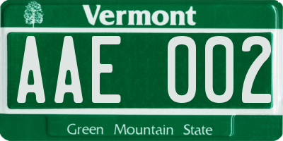 VT license plate AAE002