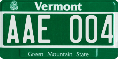 VT license plate AAE004