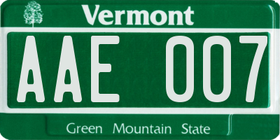 VT license plate AAE007