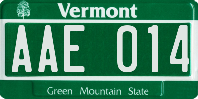VT license plate AAE014