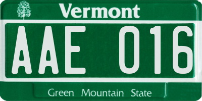 VT license plate AAE016