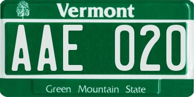 VT license plate AAE020