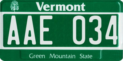 VT license plate AAE034