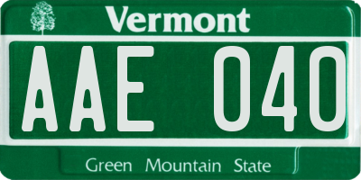 VT license plate AAE040