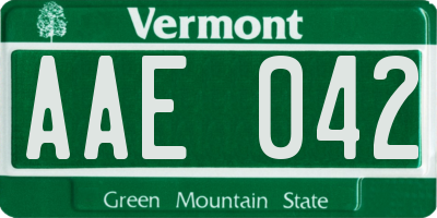 VT license plate AAE042