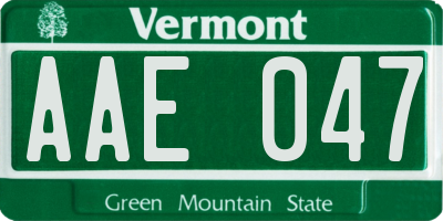 VT license plate AAE047