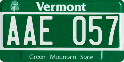 VT license plate AAE057