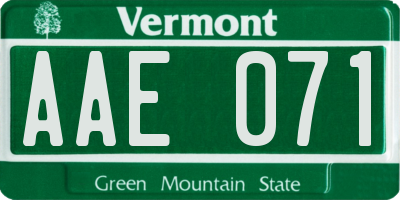 VT license plate AAE071