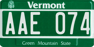 VT license plate AAE074
