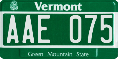 VT license plate AAE075