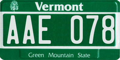 VT license plate AAE078