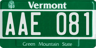 VT license plate AAE081