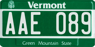 VT license plate AAE089
