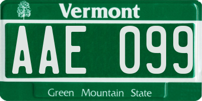 VT license plate AAE099