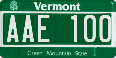 VT license plate AAE100