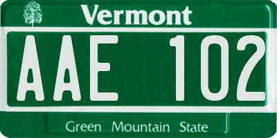 VT license plate AAE102