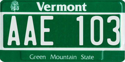 VT license plate AAE103