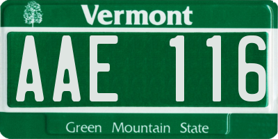 VT license plate AAE116