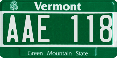 VT license plate AAE118