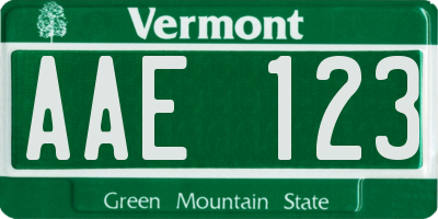 VT license plate AAE123