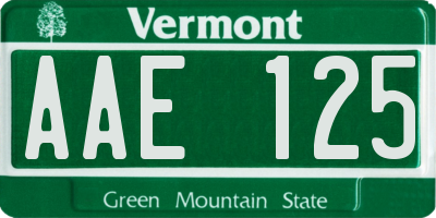 VT license plate AAE125