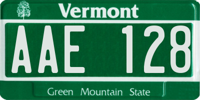 VT license plate AAE128