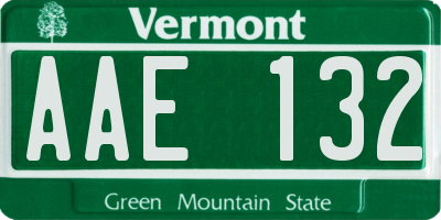 VT license plate AAE132