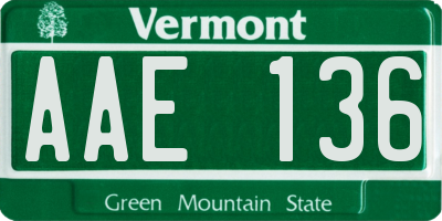 VT license plate AAE136