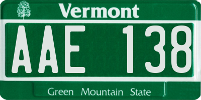 VT license plate AAE138