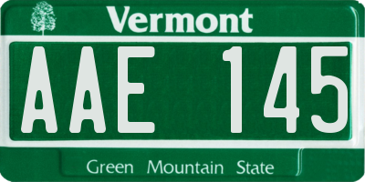 VT license plate AAE145