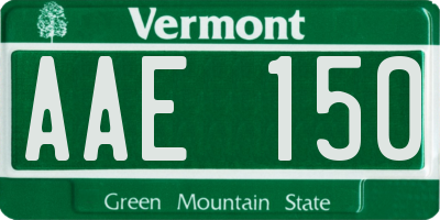 VT license plate AAE150