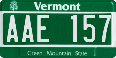 VT license plate AAE157