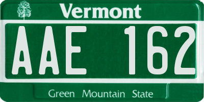 VT license plate AAE162