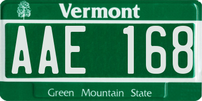 VT license plate AAE168