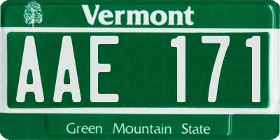 VT license plate AAE171