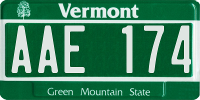 VT license plate AAE174