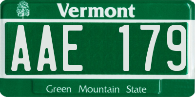 VT license plate AAE179