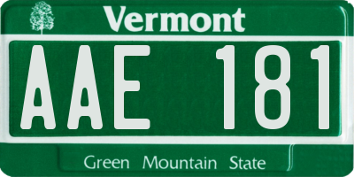 VT license plate AAE181