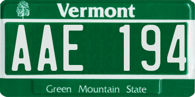 VT license plate AAE194