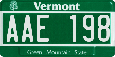 VT license plate AAE198