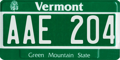 VT license plate AAE204