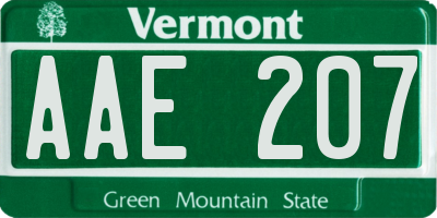 VT license plate AAE207