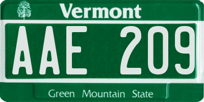 VT license plate AAE209