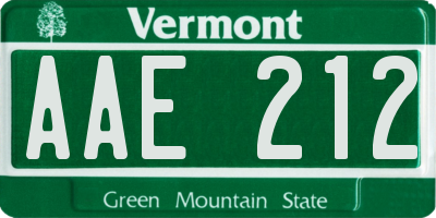 VT license plate AAE212