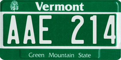 VT license plate AAE214