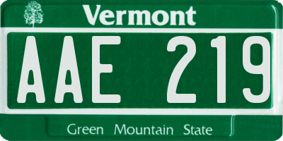 VT license plate AAE219