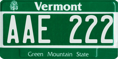 VT license plate AAE222