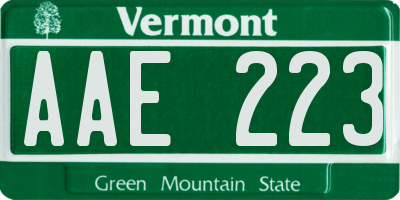 VT license plate AAE223