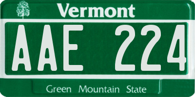 VT license plate AAE224