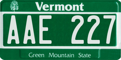 VT license plate AAE227